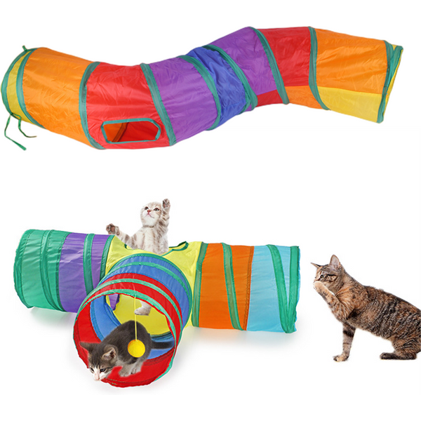 Tunnel pliable pour animaux de compagnie, tube pour chat, jouet de jeu pratique, tunnel étendu, jouets d'intérieur et d'extérieur pour chiots et chatons, exercice de puzzle, cachette