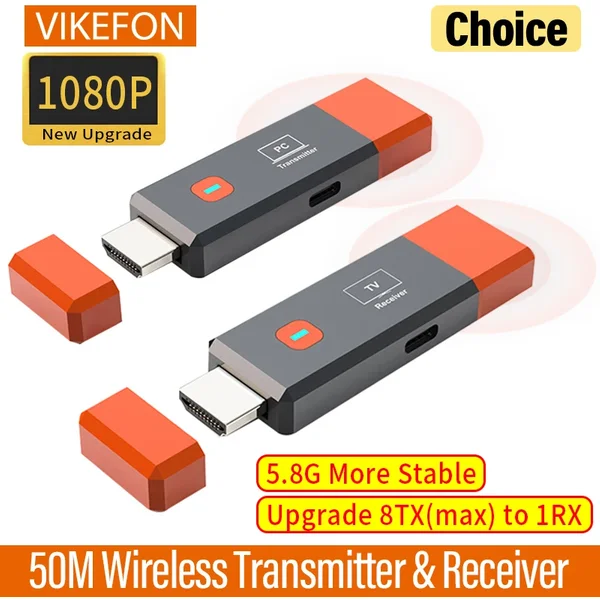 Bezprzewodowy zestaw nadajnika i odbiornika wideo kompatybilny z HDMI, adapter TV Stick Dongle do podłączenia komputera, kamery, laptopa do monitora lub telewizora.