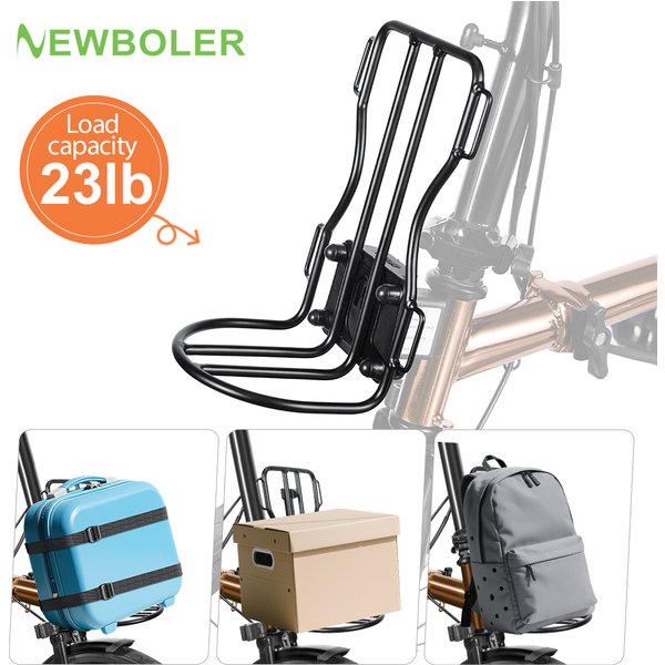 NEWBOLER Metall-Frontgepäckträger für Brompton Fahrrad, Leichter Vorderer Gepäckträger, Fahrrad-Zubehör