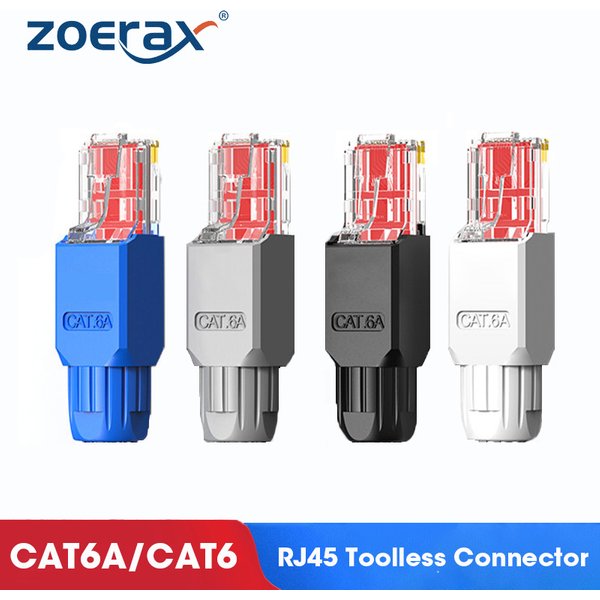 ZoeRax 2 Stück RJ45 CAT6A CAT6-Stecker, werkzeuglose Ethernet-Abschlussstecker, 23 AWG auf 26 AWG Kabel-Internetstecker, werkzeuglos
