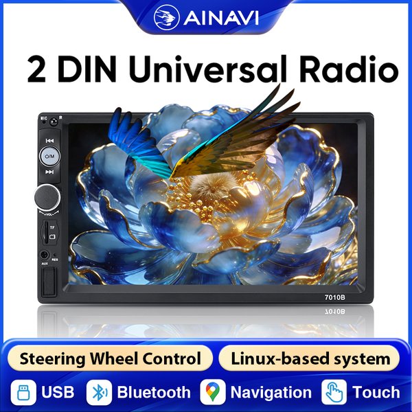 AINAVI 7 Zoll Universal-Autoradio 2 Din Carplay 2DIN Android Auto Multimedia-Player MP5 Bluetooth 5.0 USB-Ladefunktion TF-Kartensteckplatz Linux-System IPS-Touchscreen CVBS-Rückfahrkamera K70
