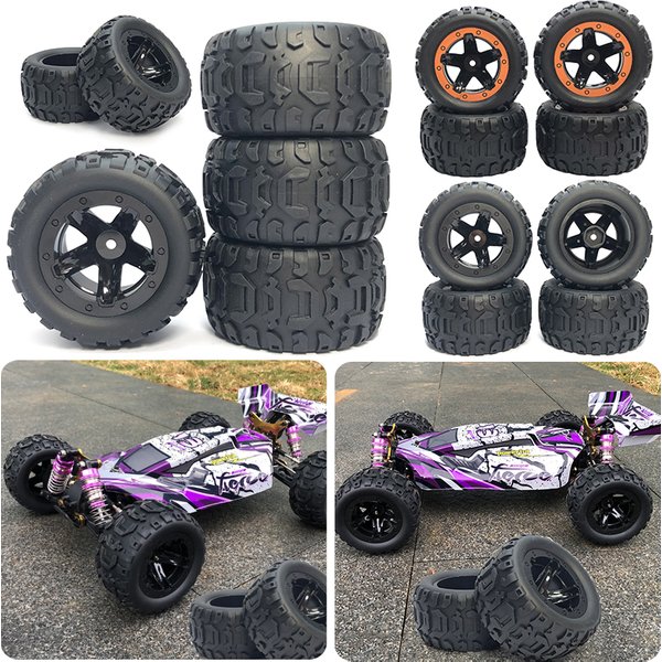4Pcs Anti Slip Rubber Wheel Tyre Wear-resistant Off-road Vehicle Tires Soft for Smax 1625 1635 Wltoys 144001 124018 HBX 16889