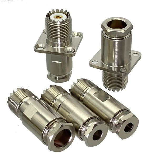Stecker UHF SO239 Buchse Klemme RG58 RG142 / RG8X /RG5 RG6 / RG8 Gerade & 4 Löcher Flansch RF Adapter Koaxialkabel 1 Stücke