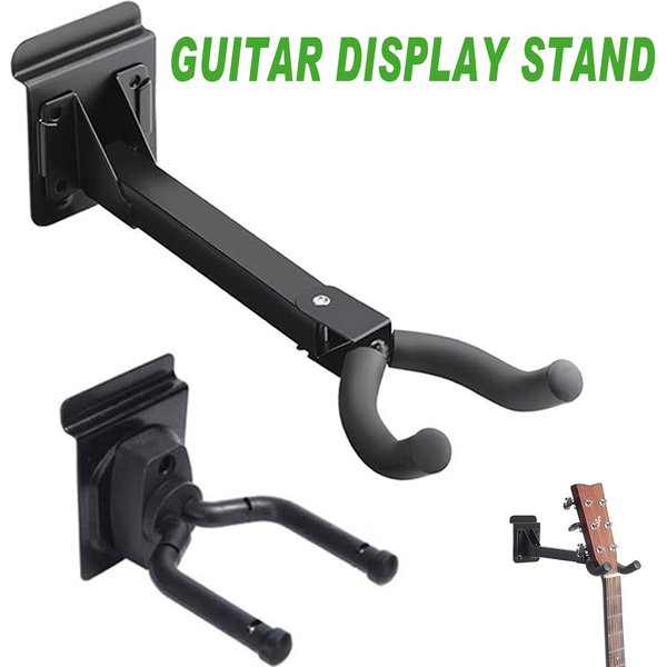 Support mural pour guitare avec adaptateur à lamelles - Crochet noir pour guitare acoustique, électrique et basse
