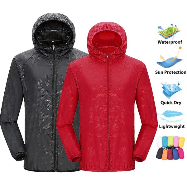 LNGXO Men Women Waterproof Jacket Quick Dry Hiking Camping Windbreaker Unisex Trekking Fishing Rain Coat Outdoor Anti UV Clothes