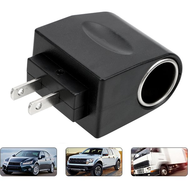 EU US Plug Auto Accessories Converter Car Cigarette Lighter Adapter Black AC 220V To DC 12V