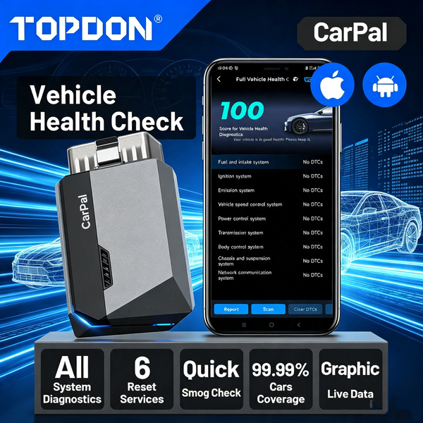 TOPDON Carpal All-System OBD2-Scanner Kfz-Diagnosegerät mit 6 Reset-Funktionen, Reparaturanleitung, Auto-Scanner und OBD2-Batterie-Gesundheitsmonitor