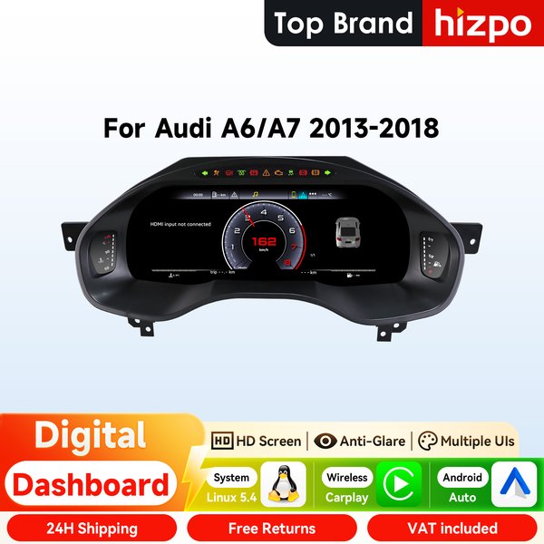 12.3" Hizpo Digital Instrument Cluster for AUDI A6 A7 2013 - 2018 LCD Dashboard Speedometer Virtual Cockpit Carplay Android Auto