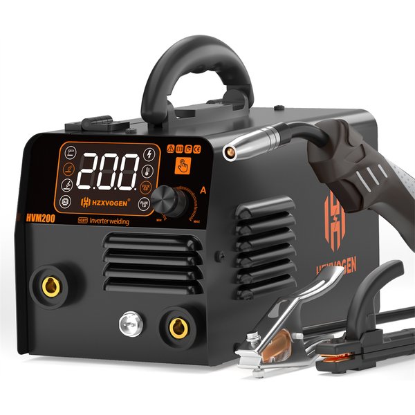 HZXVOGEN HVM200 MIG-Schweißgerät 220V 3-in-1 Gasloses MIG Lift TIG MMA Stick ARC Inverter-Schweißgerät Tragbar 0,8/1,0mm Flussmittel-Draht Halbautomatisches Schweißgerät für Heimwerker und Anfänger