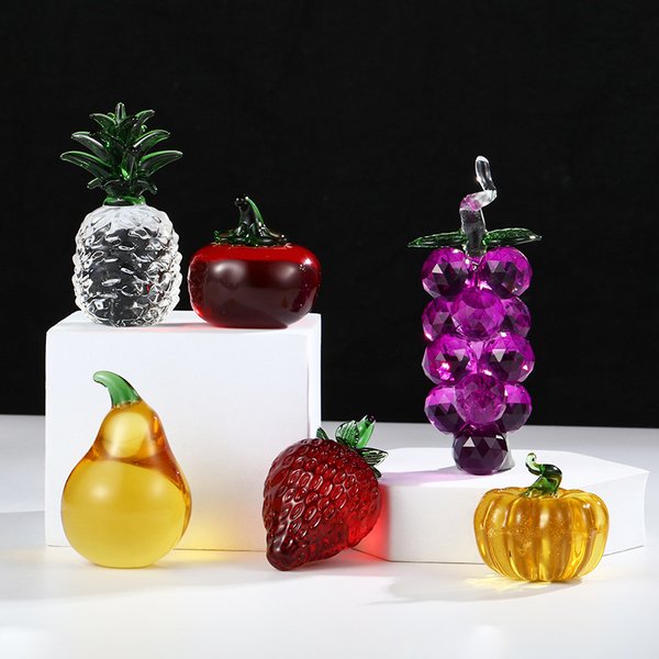 Creative 3D Fruit Crystal Pumpkin Strawberry Statue Ornament Gift For Lover Fashion Home Decoration Accessories For Living Room
