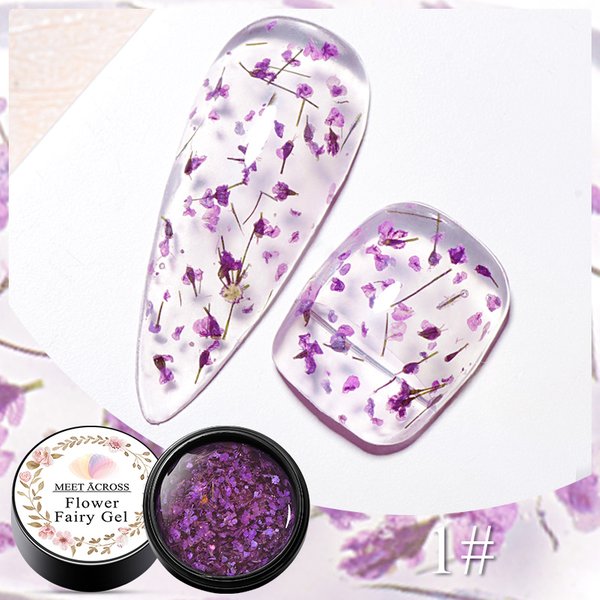 MEET ACROSS 5ML fleur séchée Gel vernis à ongles fleur naturelle fée série tremper UV ongles peinture Gel bricolage Nail Art vernis