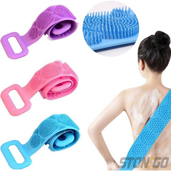 Silikon-Badetuch, Massage-Badebürste, langer Streifen auf der Rückseite, zum Reiben von Asche, mit Stonego Reiben, Badetuch