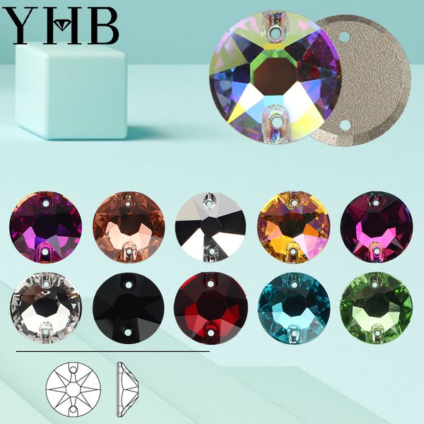 YHB Top qualité XIRIUS verre cristal AB clair de lune pierres à coudre Flatback coudre sur strass pour vêtements sacs