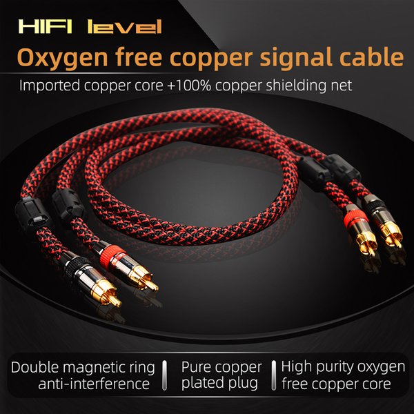 Hi-Fi Feines RCA-Kabel Hochwertiges 4N OFC HIFI 2RCA-2RCA Stecker-zu-Stecker Audiokabel Hauptkern mit Unabhängiger Abschirmung Ein Paar