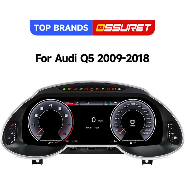 OSSURET 12,3'' Digitales Kombiinstrument für AUDI Q5 2009-2018 mit Linux-System, Plug&Play, Mehrsprachig, OTA-Update, Blendschutz, 1920*720 HD, Kabelloses Carplay, Freisprecheinrichtung, Schnellstart,