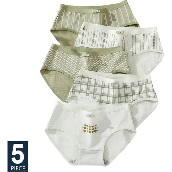 5Pcs Women‘s Panties Pure Cotton Breathable Underwear Cute Print Girls Briefs Seamless Underpants Sexy Female Lingerie