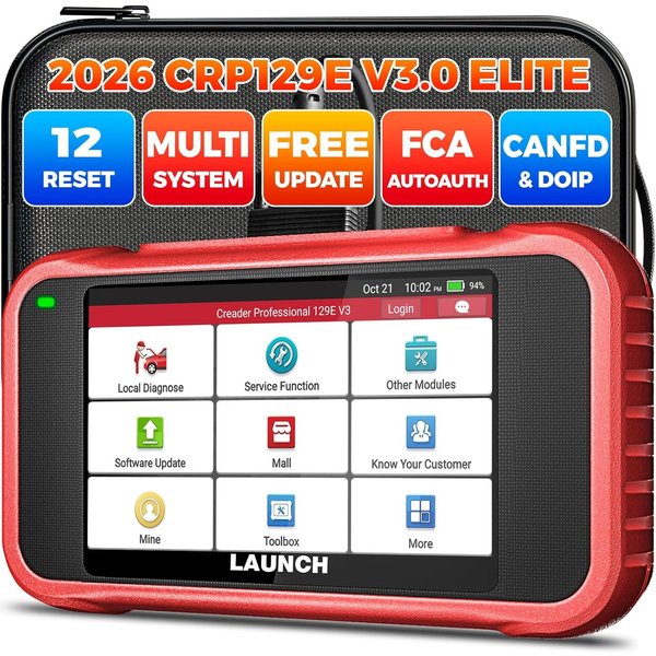 LAUNCH Creader CRP129E V3.0 Deutscher OBD2-Scanner ENG ABS SRS AT 4 System DPF TPMS SAS Öl 12 Reset Fahrzeugdiagnosegerät CAN FD DOIP-Erweiterung