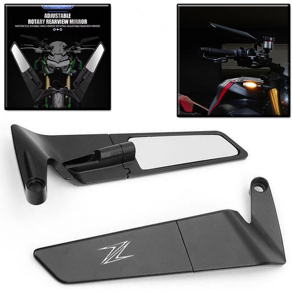 Rétroviseurs CNC en aluminium pour moto, ailerons furtifs, rétroviseurs pour Kawasaki Z1000 Z900 Z800 Z750 Z650 Z400 Z300, accessoire