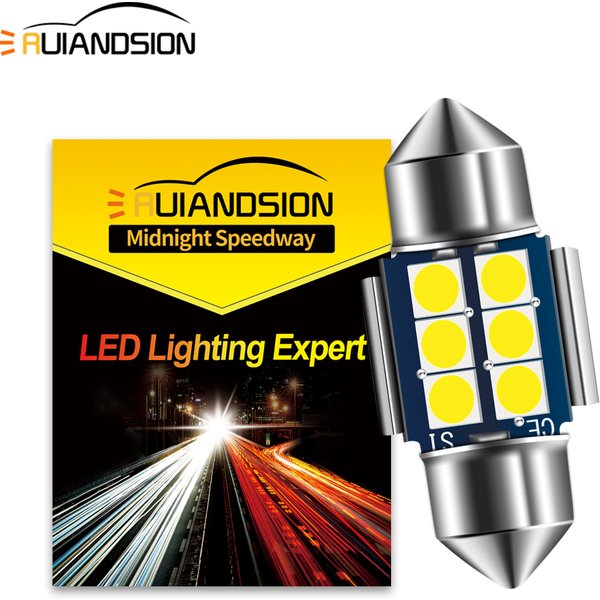 Ruiandsion 1PCS C5W C10W LED Bulb CANBUS Festoon 28/29MM 3030SMD Car Interior Light Dome Reading Lamp White 12V Non-polarity