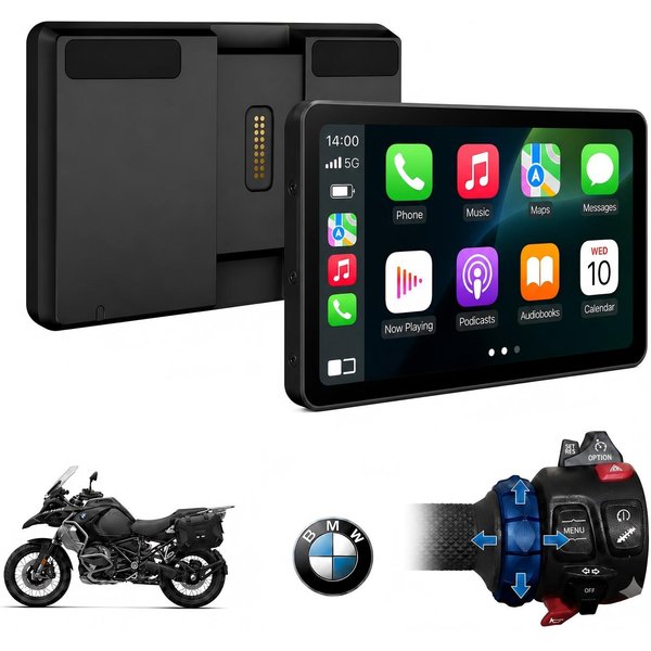 6,2 Zoll Kabelloses Motorrad-CarPlay & Android Auto für BMW Motorräder - Native Wonder Wheel, 1200-Nit, IP69, Plug & Play