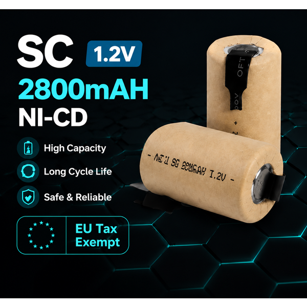 1,2V 2800mAh Schweißbatterie Sub C NI-CD Akku SC Wiederaufladbare NiCd-Zelle Ersatzteile für Elektrobohrer Schraubendreher DIY Benutzerdefiniertes Akkupack