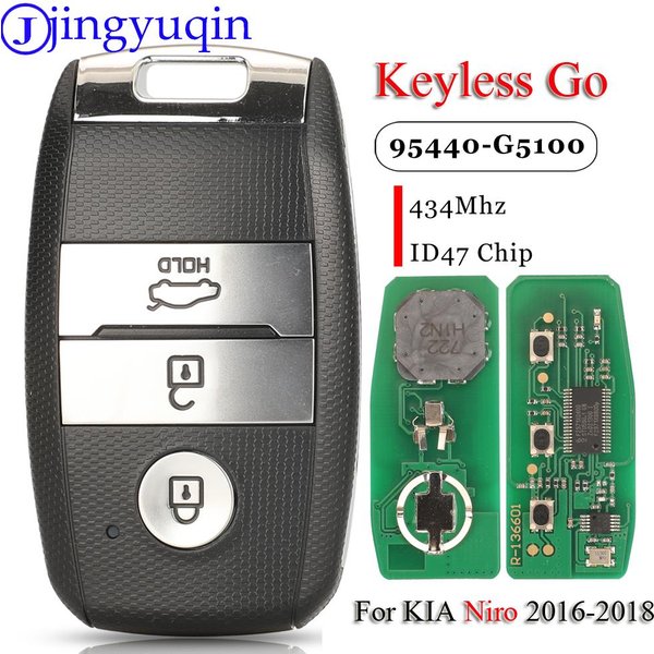 Jingyuqin Keyless Go 95440-G5100 Smart Car Remote Key Fob 434MHz ID47 Chip For Kia Niro 2016-2018 3 Buttons