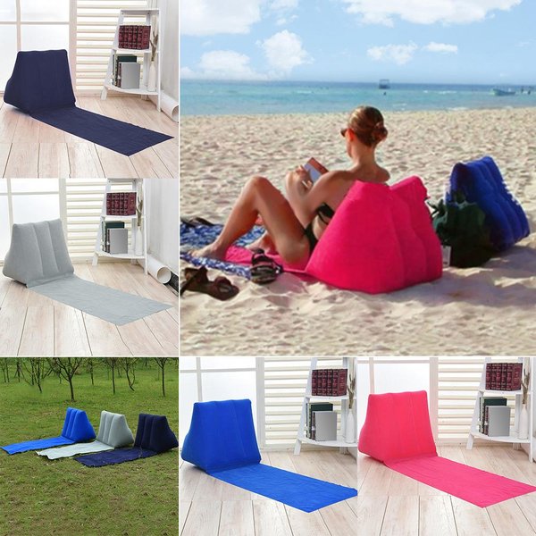 Matelas de voyage gonflable pliable, tapis de plage doux, lit à Air, siège de chaise, Camping, plage, loisirs, chaise longue, coussin d'oreiller arrière