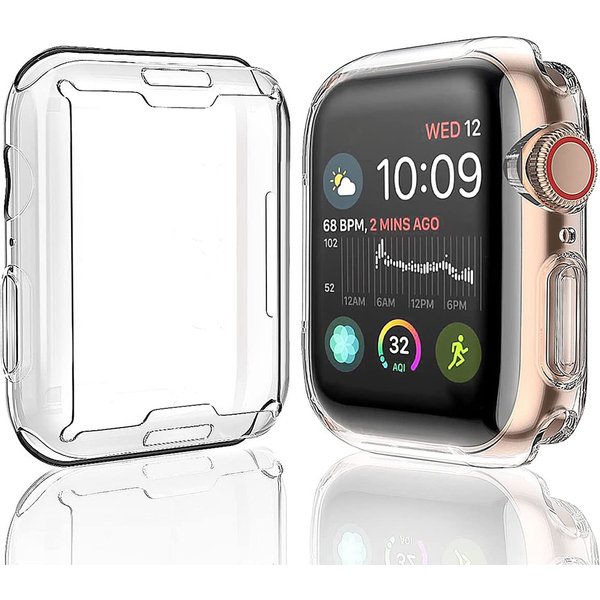 Étui transparent pour Apple Watch 45mm 41mm 44mm 40mm, protecteur d'écran, couverture complète, pare-chocs en TPU, iWatch série 9 8 7 SE 6 5 4, accessoires