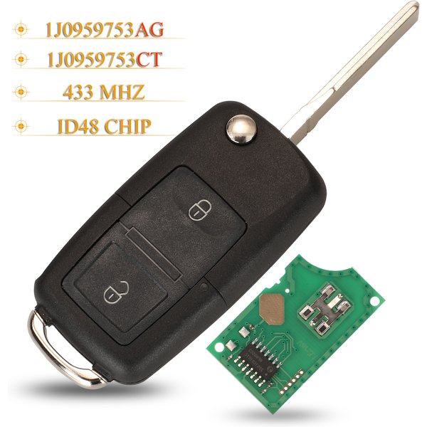 Jingyuqin – clé télécommande de voiture, 433Mhz, puce ID48, Fccid: 1J0959753CT / AG 1J0959753DJ, pour VW Bora Golf Polo Passat Touran Seat Skoda