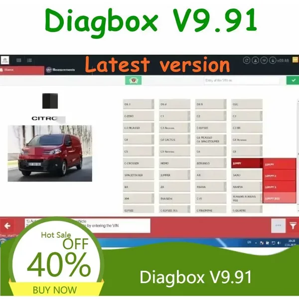 Najnowsze oprogramowanie diagnostyczne Diagbox V9.91 z 2026 roku, wielojęzyczne, w pełni sprawne, do diagnostyki samochodów P-eugeot i C-itroen, dane diagnostyczne.