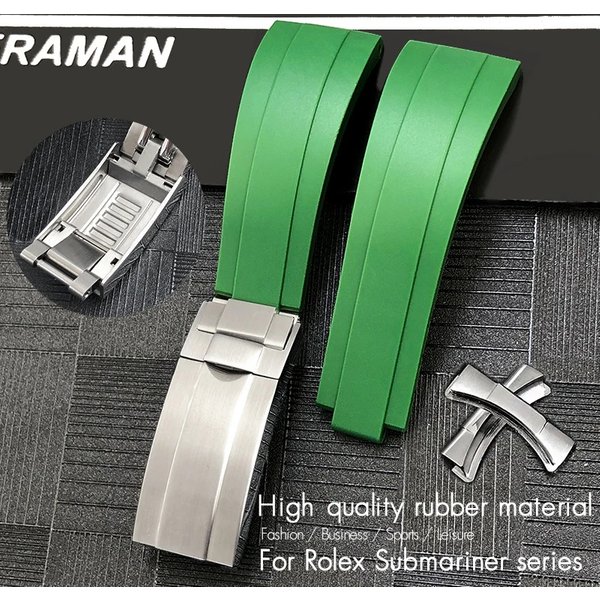 20 mm 21 mm Gummi-Uhrenarmband für Rolex Daytona Submariner Oysterflex Silikon-Uhrenarmband Glide Lock Faltschließe
