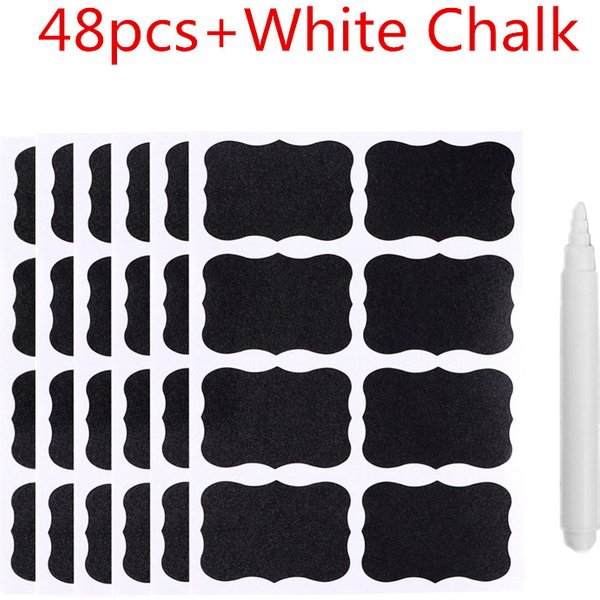 48pcs Blackboard Stickers Waterproof Chalkboard Kitchen Spice Label Sticker Home Jars Bottles Tags Labels White Marker