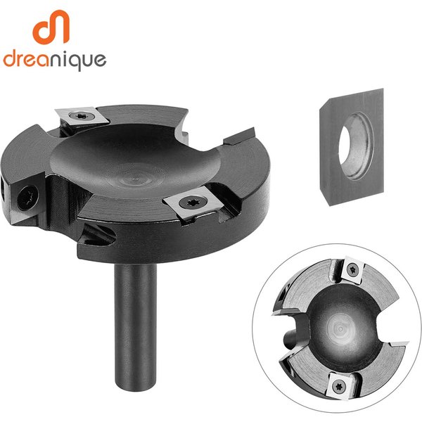 Dreanique 2-schneidiger Holzhobel-Bit, 75 mm Schnittdurchmesser, 12 Schaft, CNC-Spoilboard, Oberflächen-Tambour-Fräser, Einsatz aus Hartmetallplatte