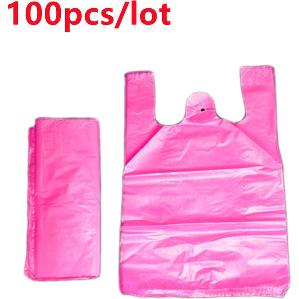Sac en plastique épais avec poignée, 100 pièces, sac cadeau de bonbons pour fête de mariage, supermarché, Shopping, rangement de cuisine, sac poubelle propre