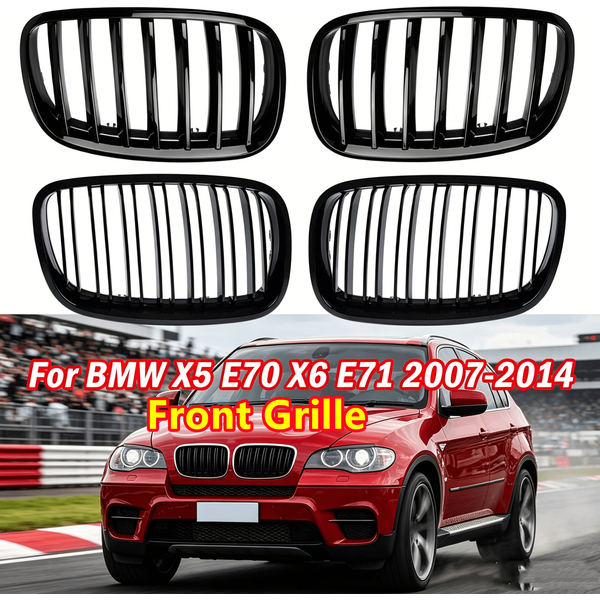 Glänzend schwarze Sport-Kühlergrills für BMW E70 E71 X5 X6 2007-2013 51137157687 – Frontstoßstangen-Kühlergrill im Racing-Stil