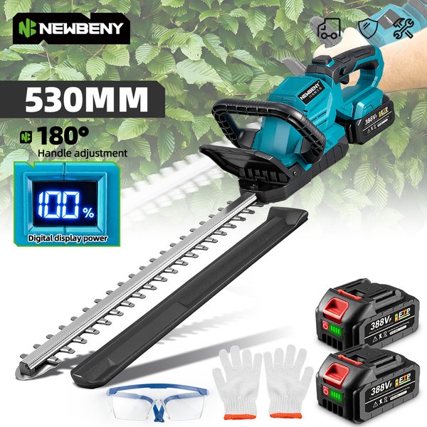NEWBENY Elektrische Heckenschere 180 ° Verstellbarer Winkel 530MM Heckenschere Gartenschere Elektrowerkzeug für Makita Akku