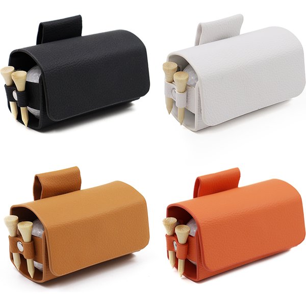 Golf Pouch Bags Travel Case Golf Ball Bag Portable Waist Storage Bag PU Leather For 2Pcs Golf Balls Holds And 4 Golf Tees Bag