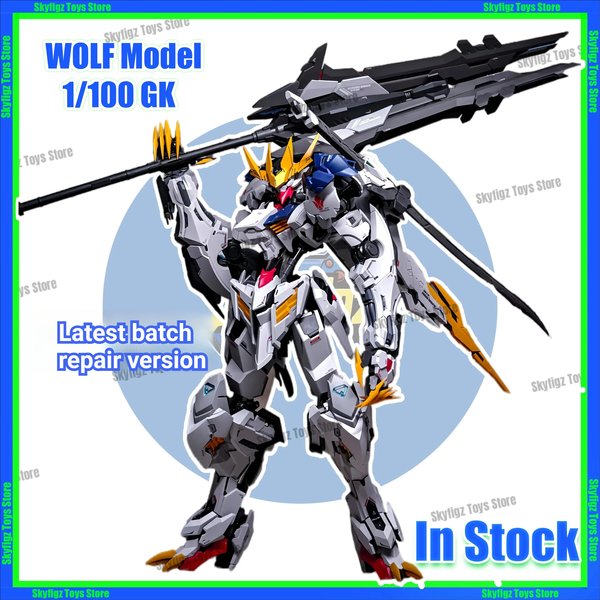 En stock WOLF Deuxième lot de modèles réparés Version 1/100 MG Barbatos Wolf King GK Kit de modèle à assembler Figurine robot articulée