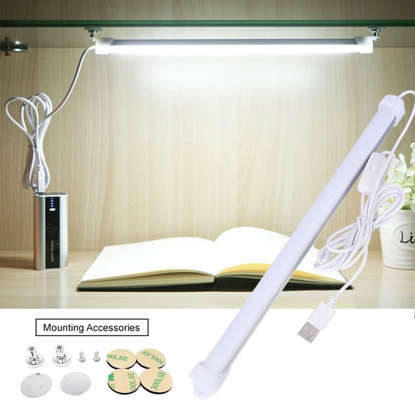 Barre lumineuse LED USB 5V, bande lumineuse pour la cuisine, barre de lampe en aluminium pour sous-meuble, éclairage intérieur, interrupteur poussoir