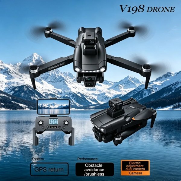 Drone pliable mini GPS V198 original avec caméra 8K, FPV 5G, moteur brushless, flux optique et évitement d'obstacles laser, quadricoptère