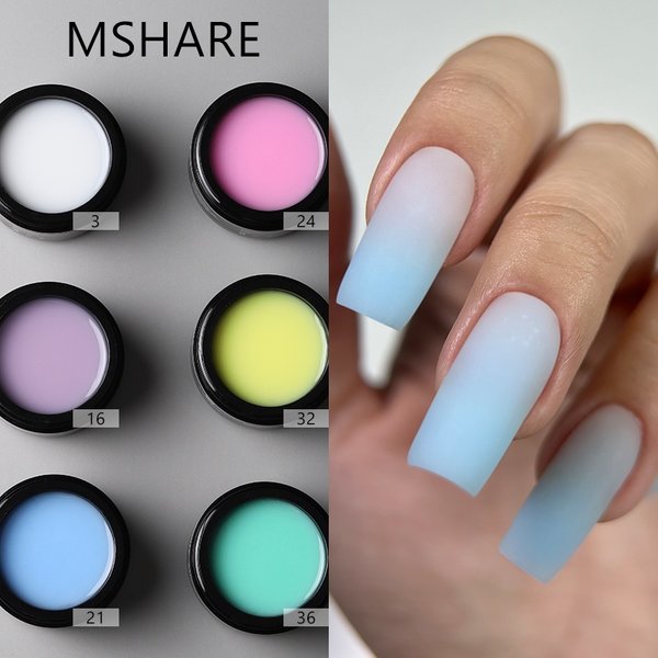 MSHARE Hema Tpo Free Translucent Jelly Blau Gelb Grün Farbverlauf Selbstnivellierendes Hartgel Schnellverlängerung UV-LED-Nagelgele 50 ml