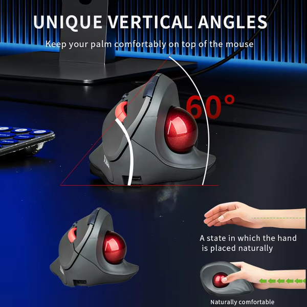 JOMAA Kabellose Vertikale Trackball-Maus Bluetooth für Computer Laptop PC Einstellbare DPI Gaming-Maus
