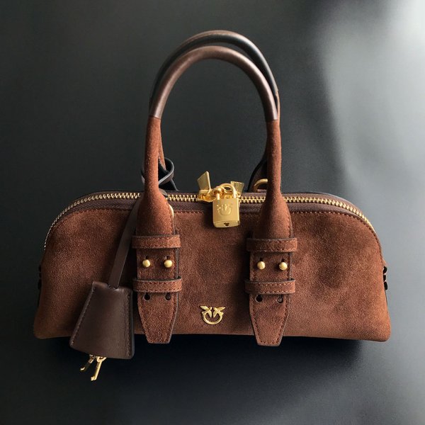 Sac bowling de luxe inspiré de Pinko 2026 en cuir pleine fleur pour femme – Sac à main minimaliste de haute qualité