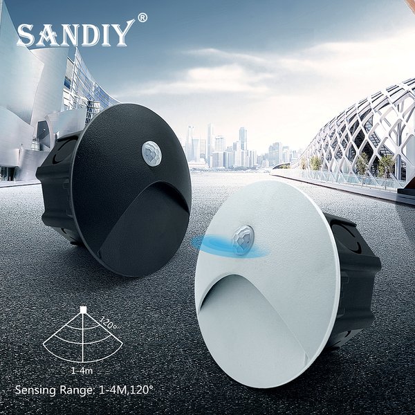 SANDIY-Eclairage Extérieur Led Capteur Incorporé Lampes Murales Etanches Veilleuse Extérieure Footlight+60mm Box pour Escalier&Marche Jardin Cour Eclairage de Terrasse Porche Portail Extérieur