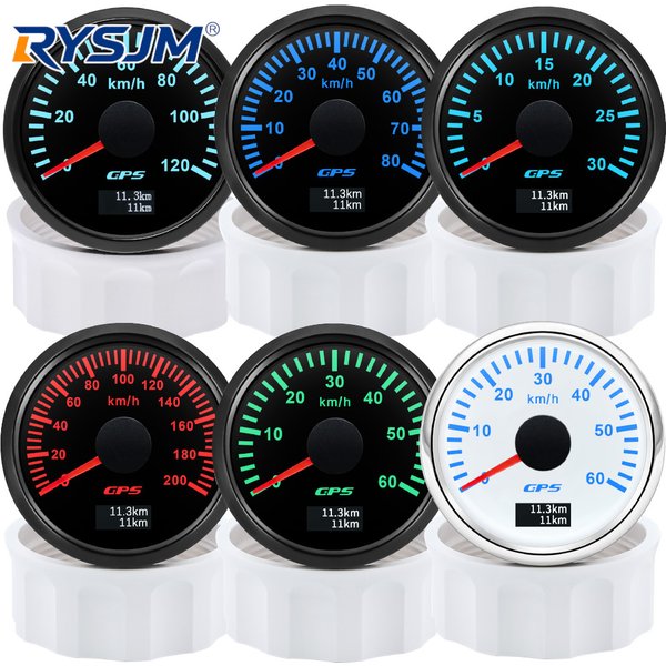 Waterproof 52MM GPS Speedometer 200km/h 120km/h 60 km/h Speed Odometer with Antenna 7 Colors Light Universal For Car Boat Marine