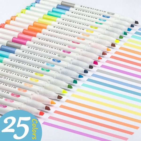 5/10 Colors Double Headed Highlighter Pen Art Markers Kawaii Japanese Soft Color Fluorescent Pens School&Office Stationery