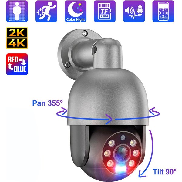 Techage UHD 4K 8MP 4MP 5MP IP-Kamera Rot-Blaulicht-Alarm Personenerkennung POE Sicherheitsschutz Videoüberwachungskamera
