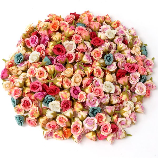 50PCs Seide Rose Künstliche Blumen Kopf Mini Gefälschte Blumen Für Wohnkultur Garten Party Hochzeit Dekoration Kranz Geschenk Zubehör