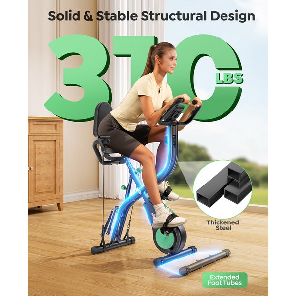Toputure TEB4 Klappbares Heimtrainer-Fahrrad mit Bremsbelag, geräuscharmes Indoor-Cycling-Bike, 310 lbs Tragkraft, Tablet-Halterung, Fitness-Fahrrad