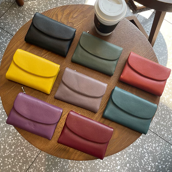 Kurze Geldbörsen für Frauen Echtes Kuh Leder Mode Geldbörse Neue Weiche Rindsleder Brieftasche Karte Halter Mode Einfarbig Handtasche